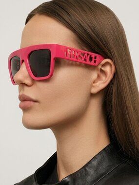 VERSACE VE4430 536787 Fuxia Pink Rectangular Logo Spell Out